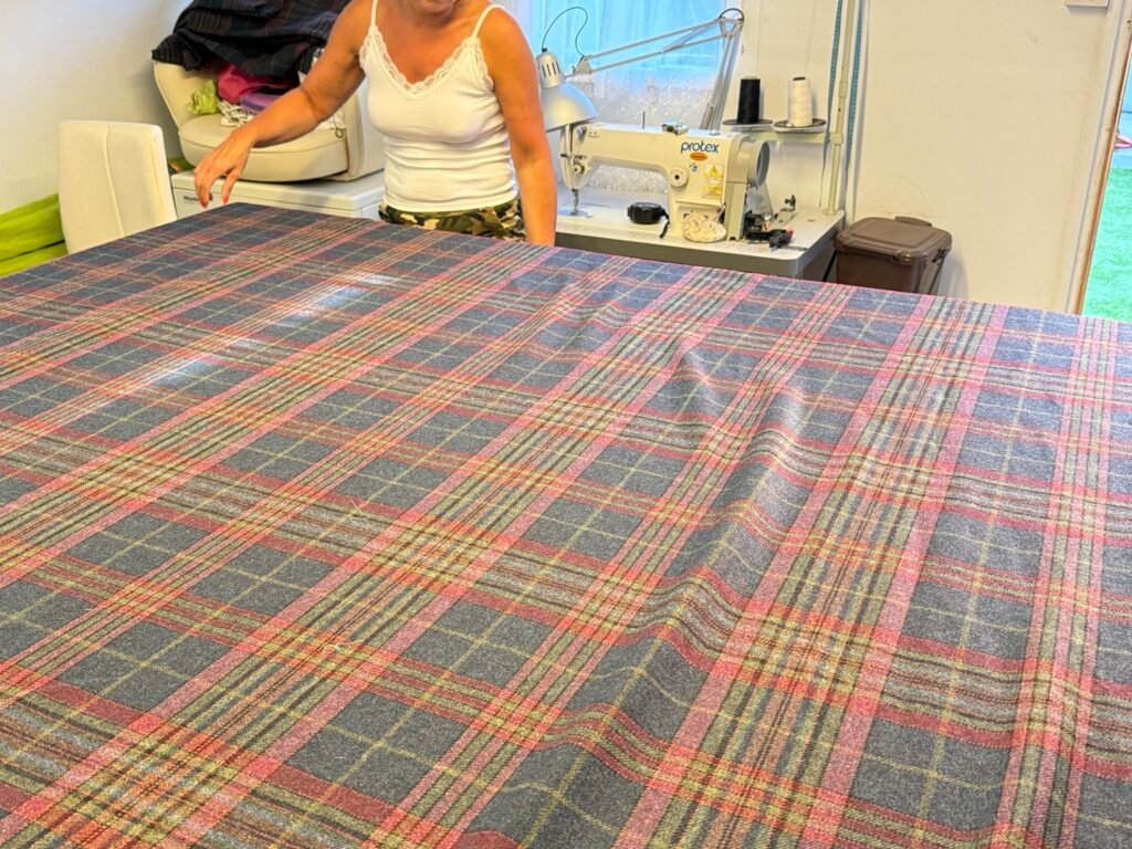 Tartan fabric prepared for bespoke curtain making