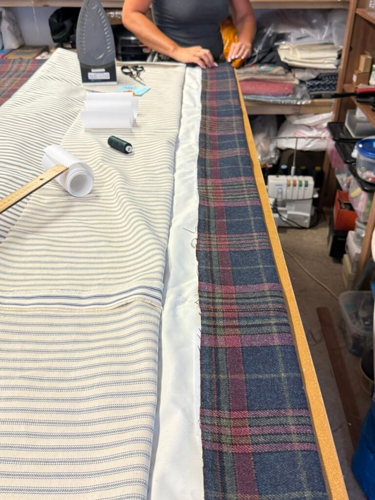 Adding lining to bespoke tartan curtains